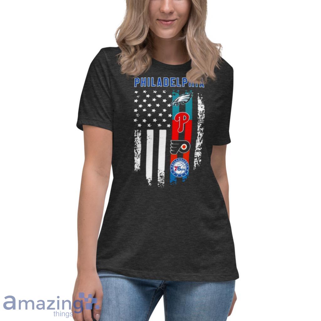 Philadelphia Eagles Phillies Flyers 76ers American flag shirt, hoodie,  sweater, longsleeve and V-neck T-shirt