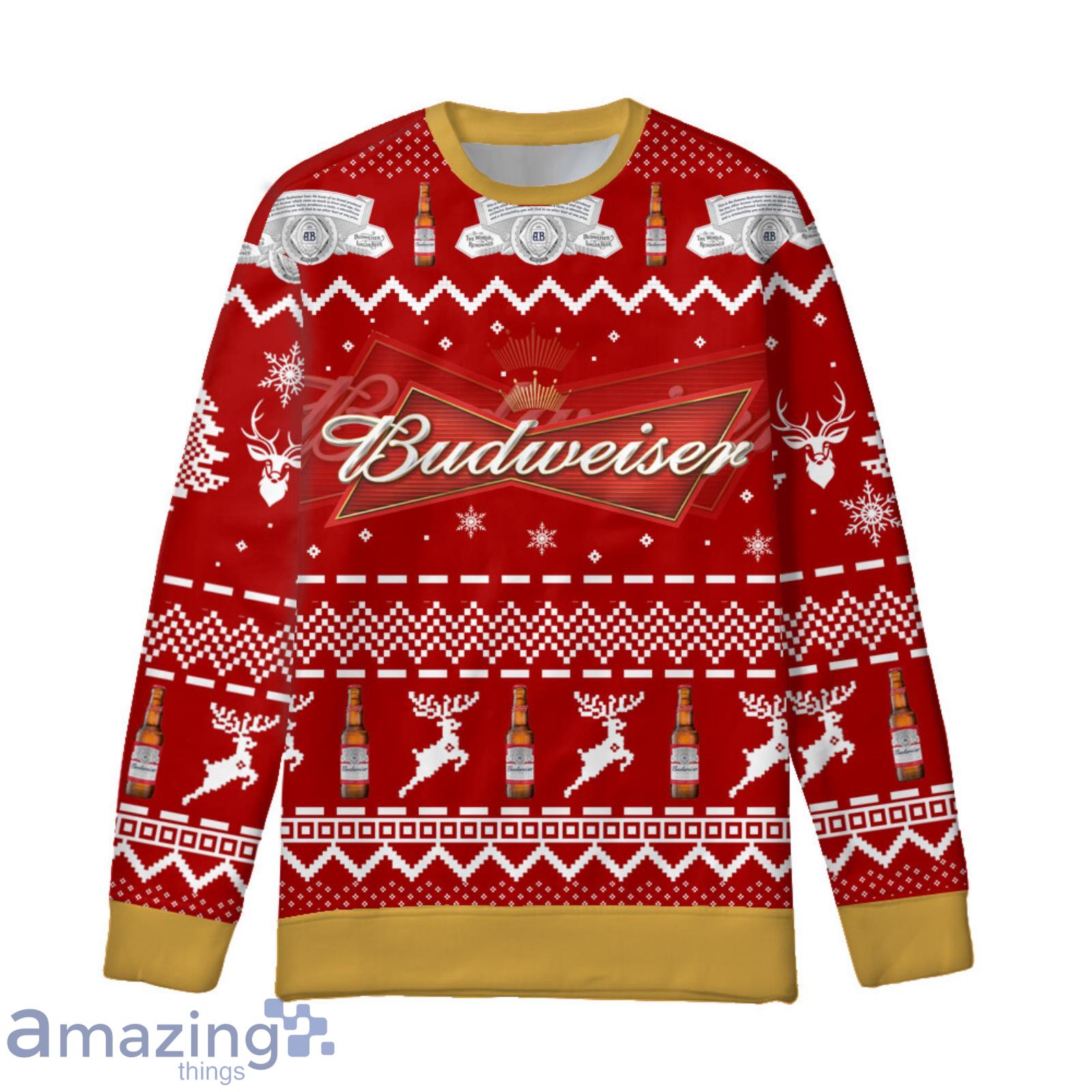 3D Print Budweiser Beer Sweater Women Men Ugly Christmas Sweater Christmas Gift For Men And Women image 3D Print Budweiser Beer Sweater Women Men Ugly Christmas Sweater Christmas Gift For Men And Women Product Photo 2
