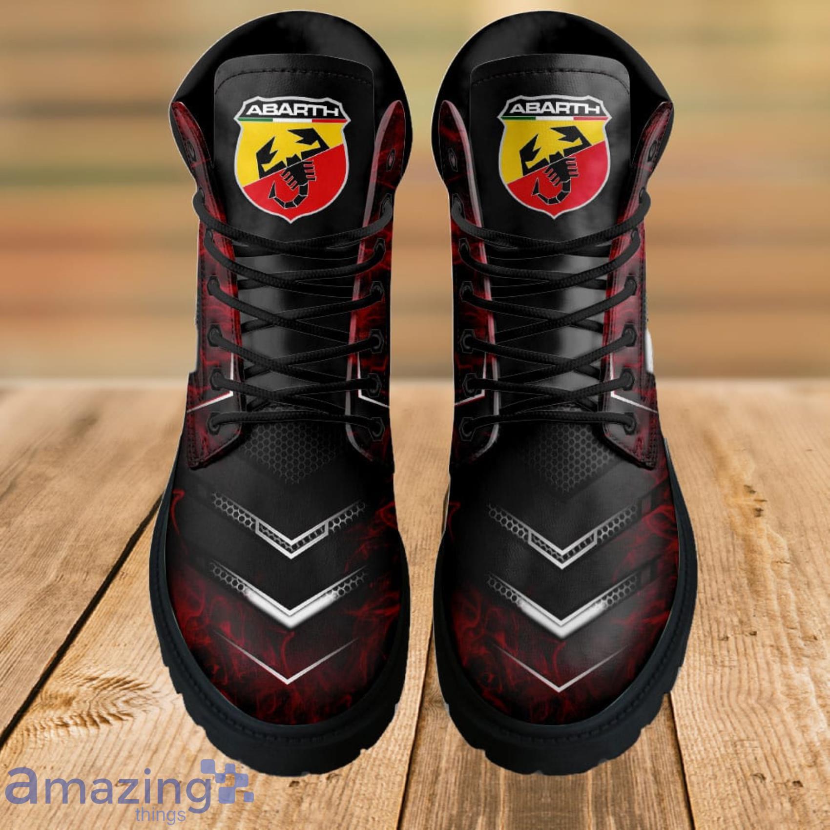 Abarth Lace Up Short Custom Name Any Logo Car Model Or Sport Team Leather Timboots Gift For Fans image Abarth Lace Up Short Custom Name Any Logo Car Model Or Sport Team Leather Timboots Gift For Fans Product Photo 3