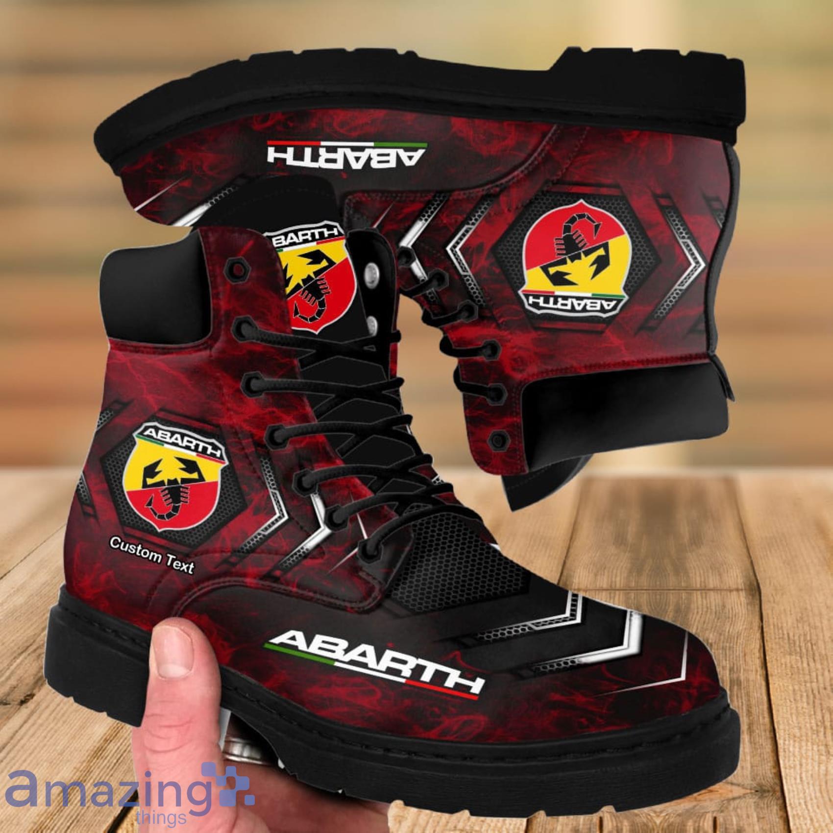 Abarth Lace Up Short Custom Name Any Logo Car Model Or Sport Team Leather Timboots Gift For Fans Product Photo 1