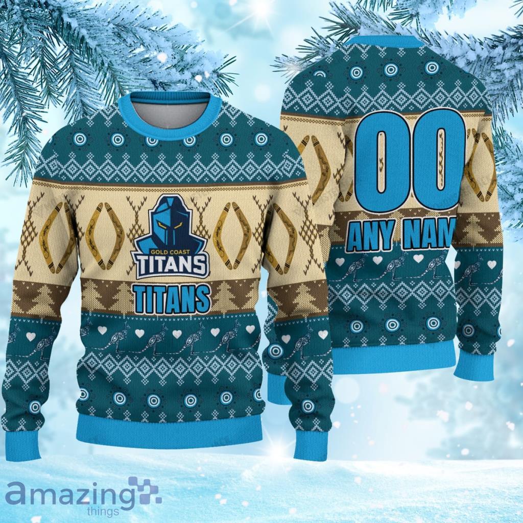 Aboriginal Knitted Christmas Ugly Sweater 3D NRL Gold Coast Titans Gift For Fans Product Photo 1