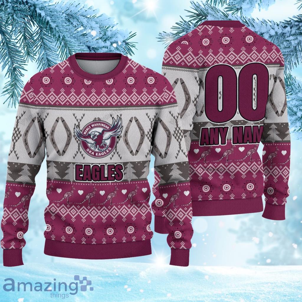 Aboriginal Knitted Christmas Ugly Sweater 3D NRL Manly Warringah Sea Eagles Gift For Fans Product Photo 1