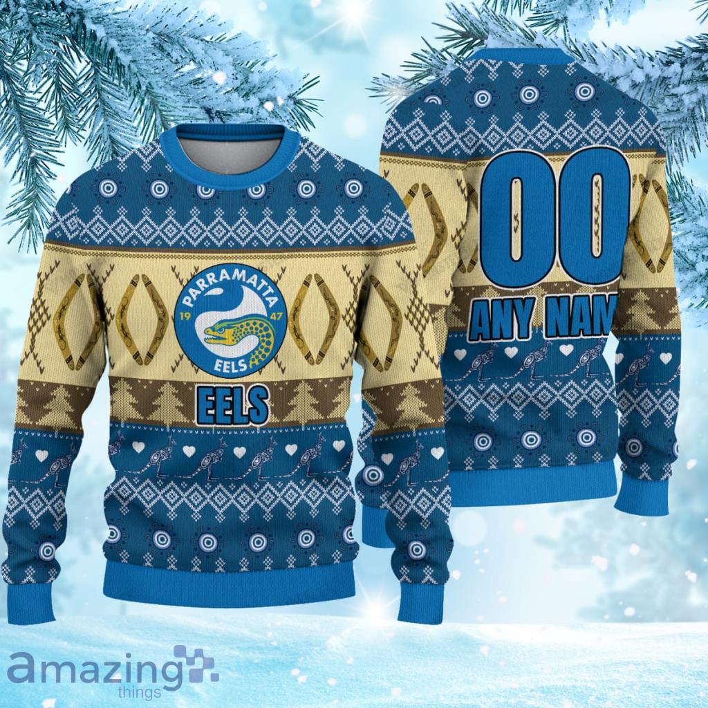 Aboriginal Knitted Christmas Ugly Sweater 3D NRL Parramatta Eels Gift For Fans Product Photo 1