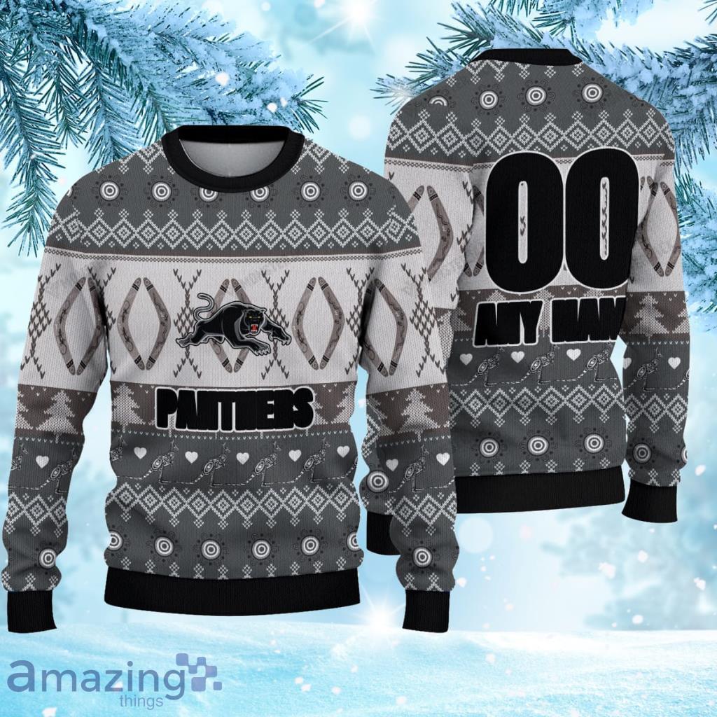 Aboriginal Knitted Christmas Ugly Sweater 3D NRL Penrith Panthers Gift For Fans Product Photo 1