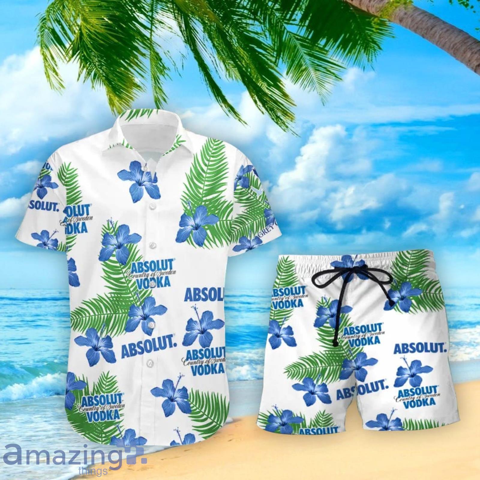 Absolut Vodka Hibiscus Flower Pattern Hawaiian Shirt And Short For Men And Women Product Photo 1