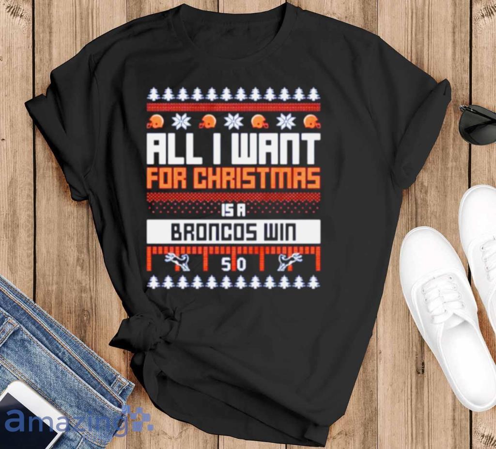 Denver Broncos Merry Christmas White T- Shirt Xmas Gift All Size S to 3XL