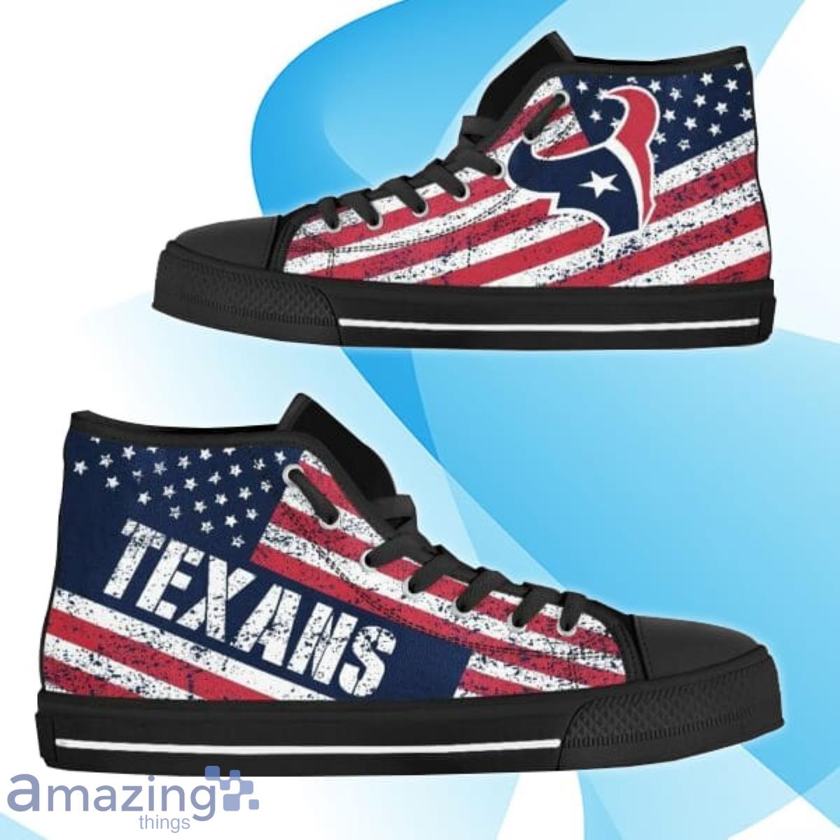 America Flag Italic Vintage Style Houston Texans NFL Custom High Top Canvas Shoes Best Gift Product Photo 1