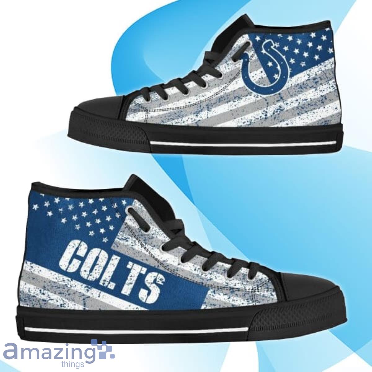 America Flag Italic Vintage Style Indianapolis Colts NFL Custom High Top Canvas Shoes Product Photo 1