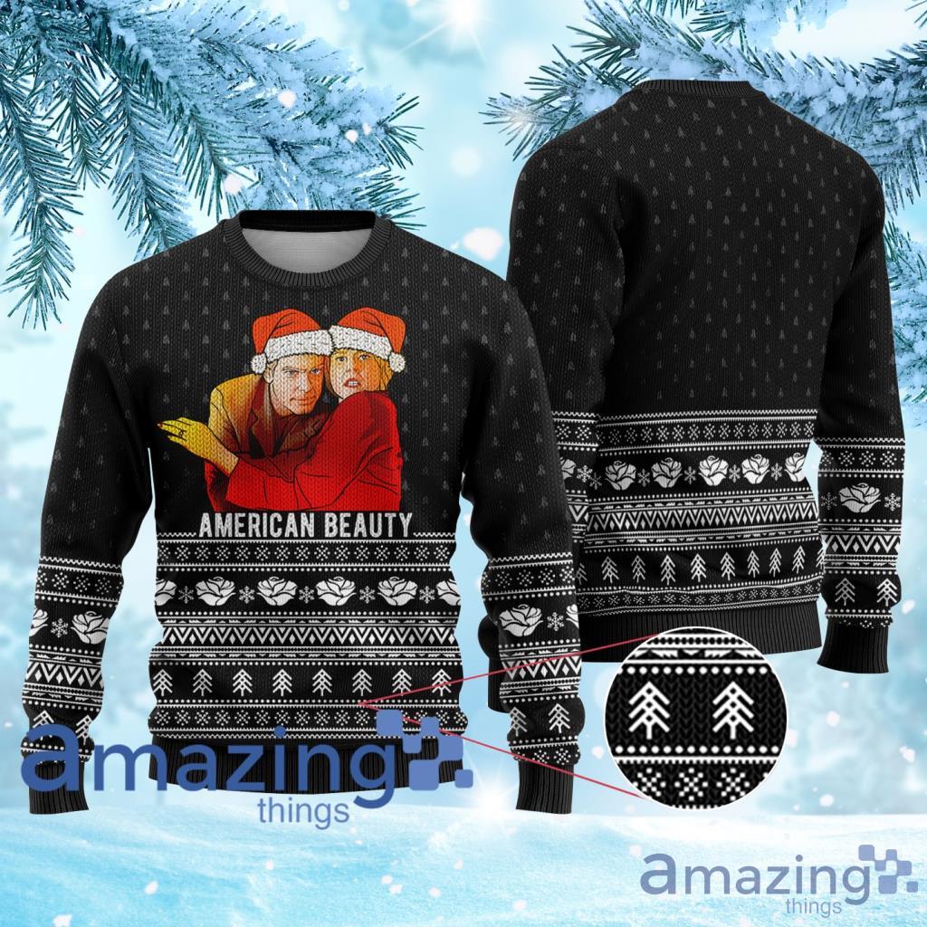 American Beauty Ugly Christmas Sweater 3D Black Product Photo 1