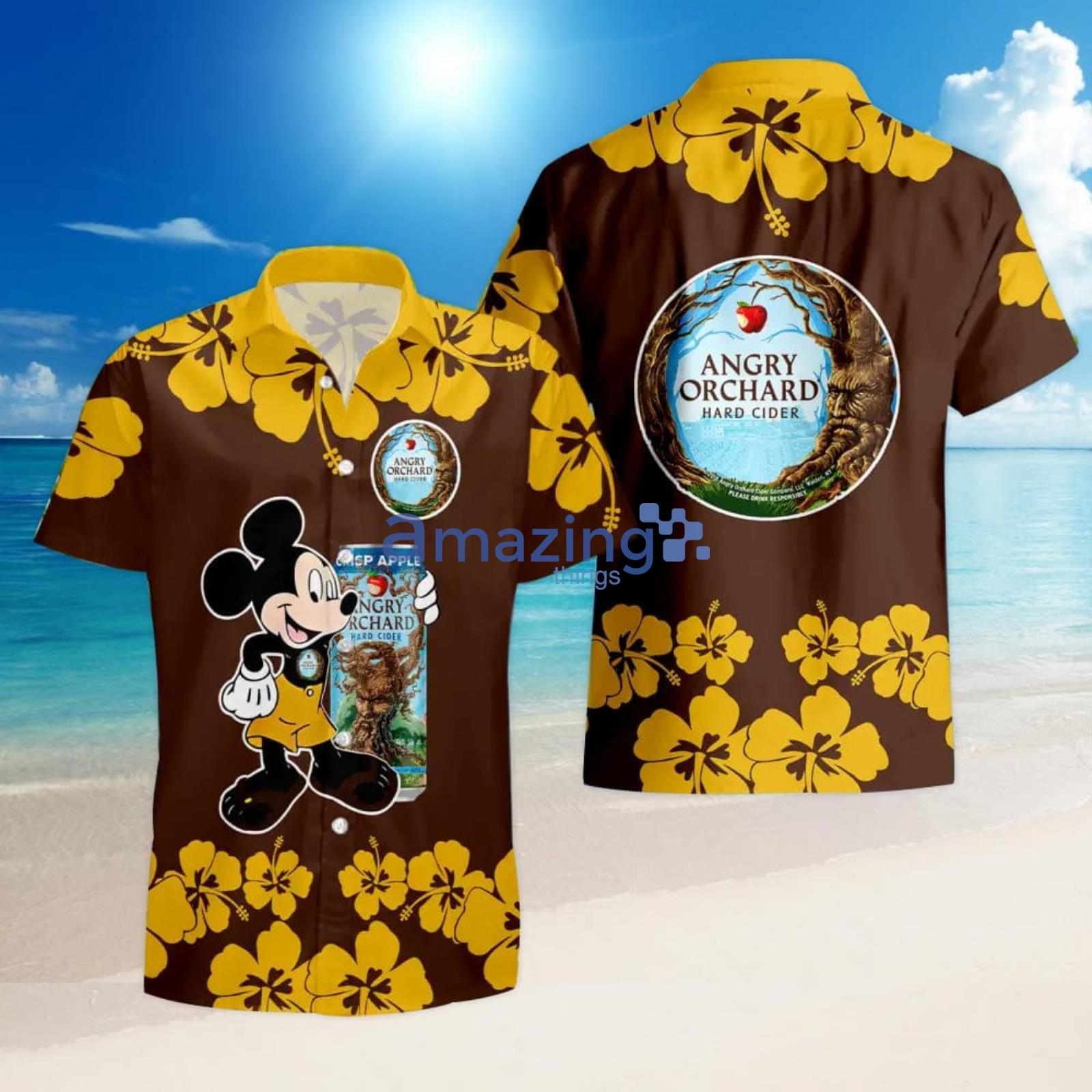 Angry Orchard Funny Mickey Mouse Hibicus Flower Hawaiian Shirt And Shorts image Angry Orchard Funny Mickey Mouse Hibicus Flower Hawaiian Shirt And Shorts Product Photo 2