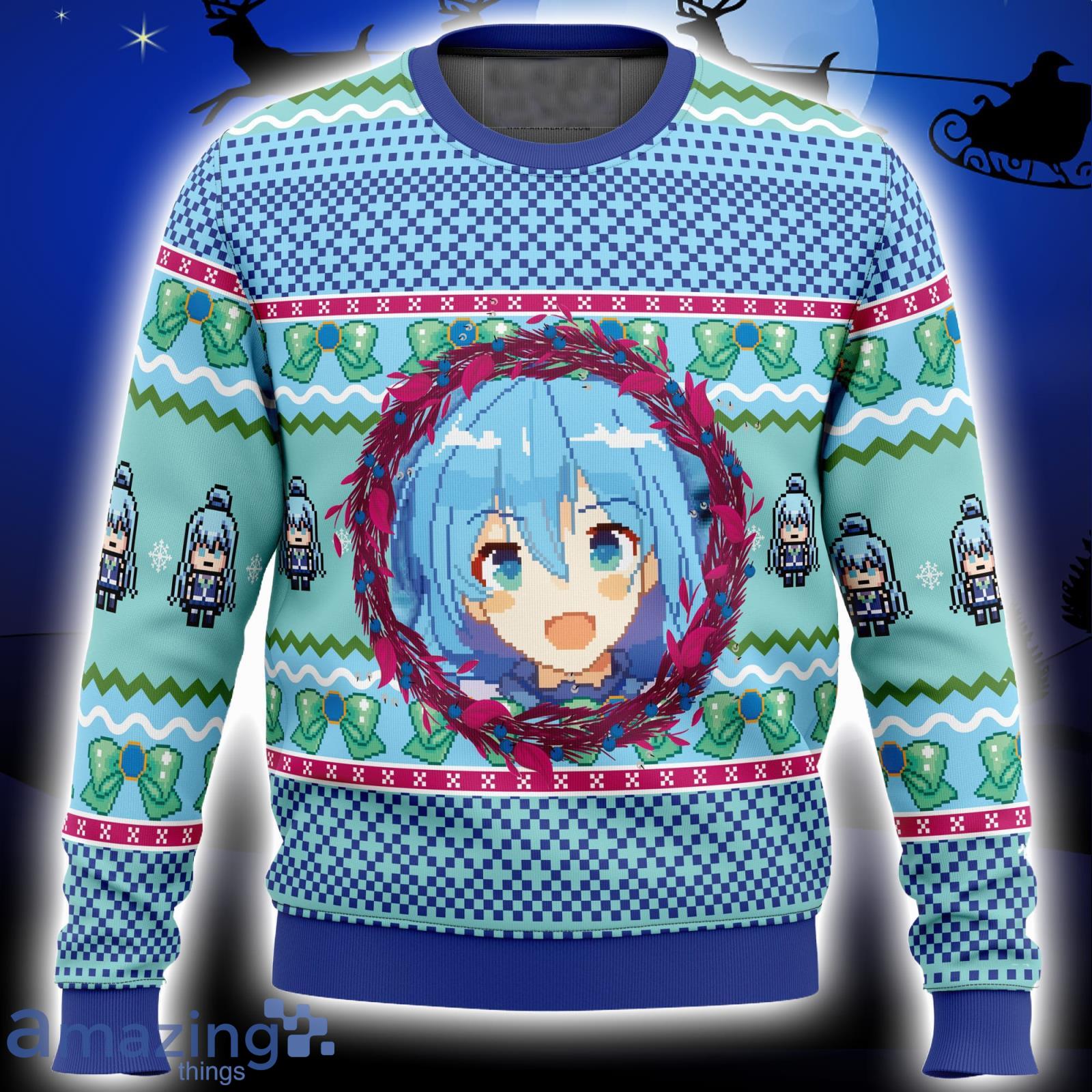 Aqua KonoSuba Xmas Ugly Christmas Sweater Christmas Gift For Men And Women Product Photo 1