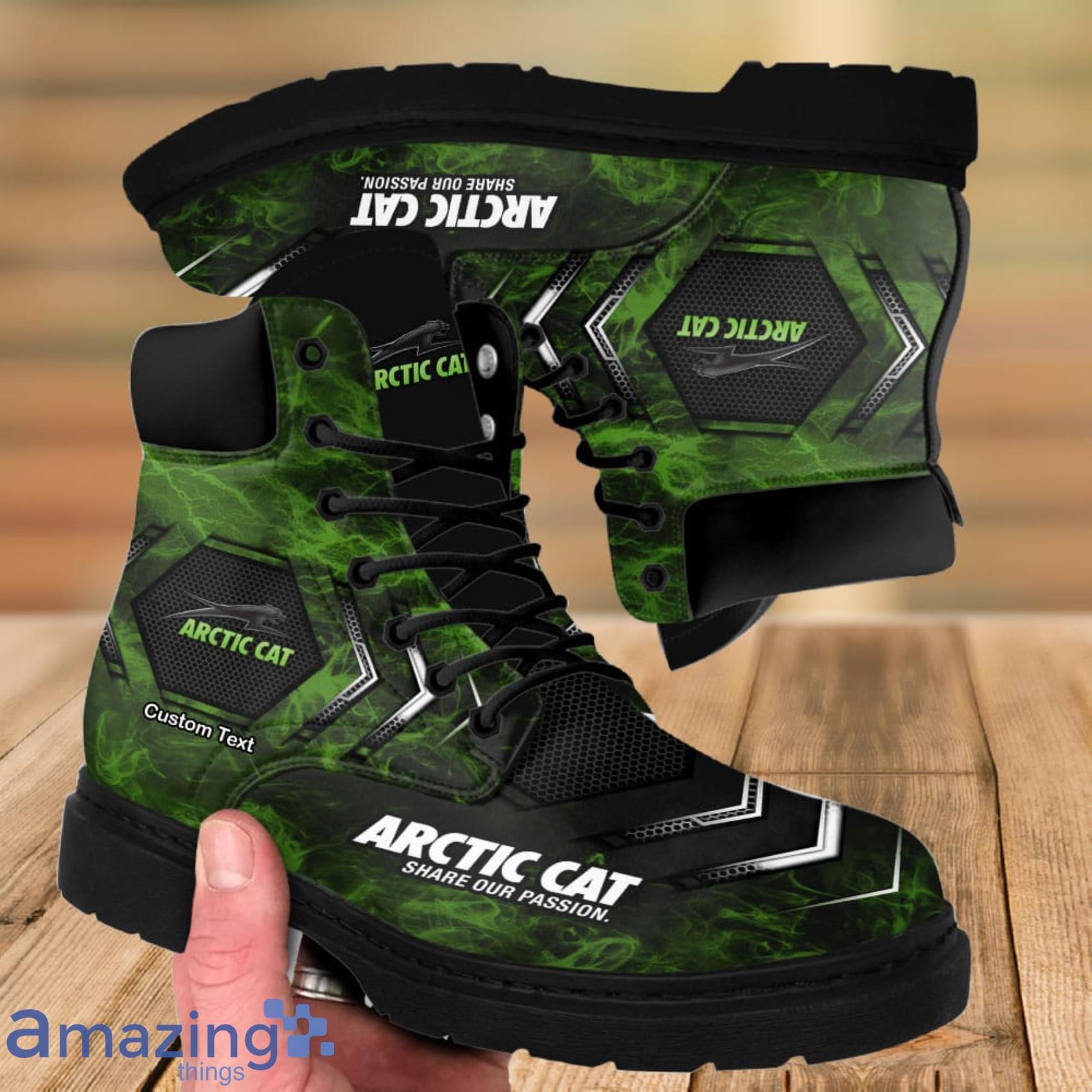Arctic Cat Lace Up Short Custom Name Any Logo Car Model Or Sport Team Leather Timboots Gift For Fans image Arctic Cat Lace Up Short Custom Name Any Logo Car Model Or Sport Team Leather Timboots Gift For Fans Product Photo 2