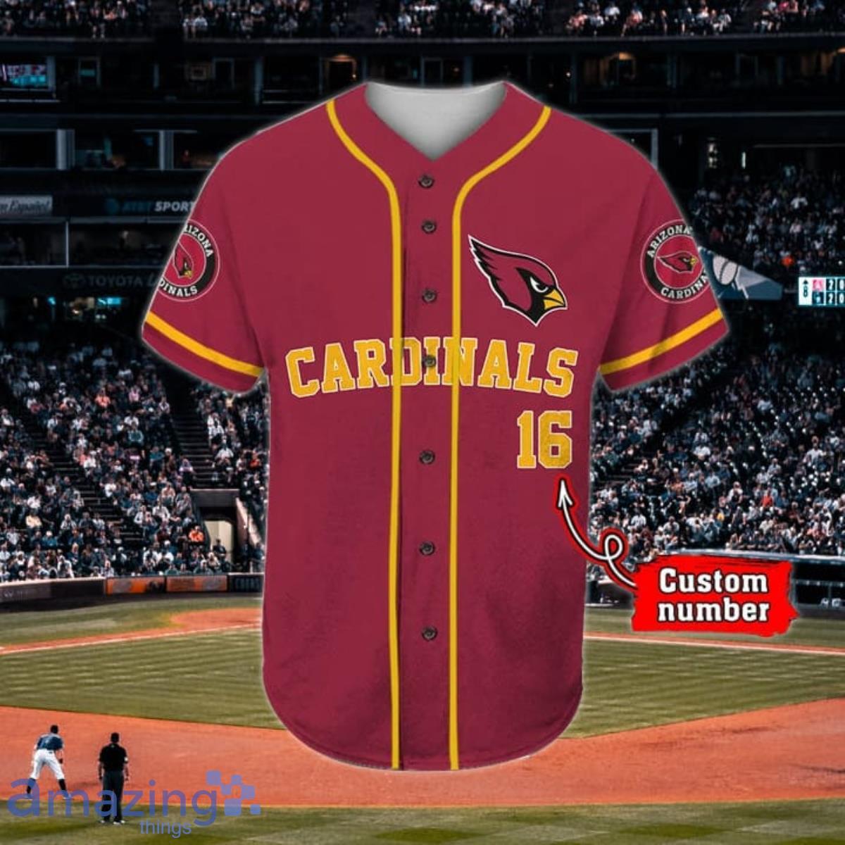 Basic NFL Arizona Cardinals Baseball Jersey Custom Name Gift For