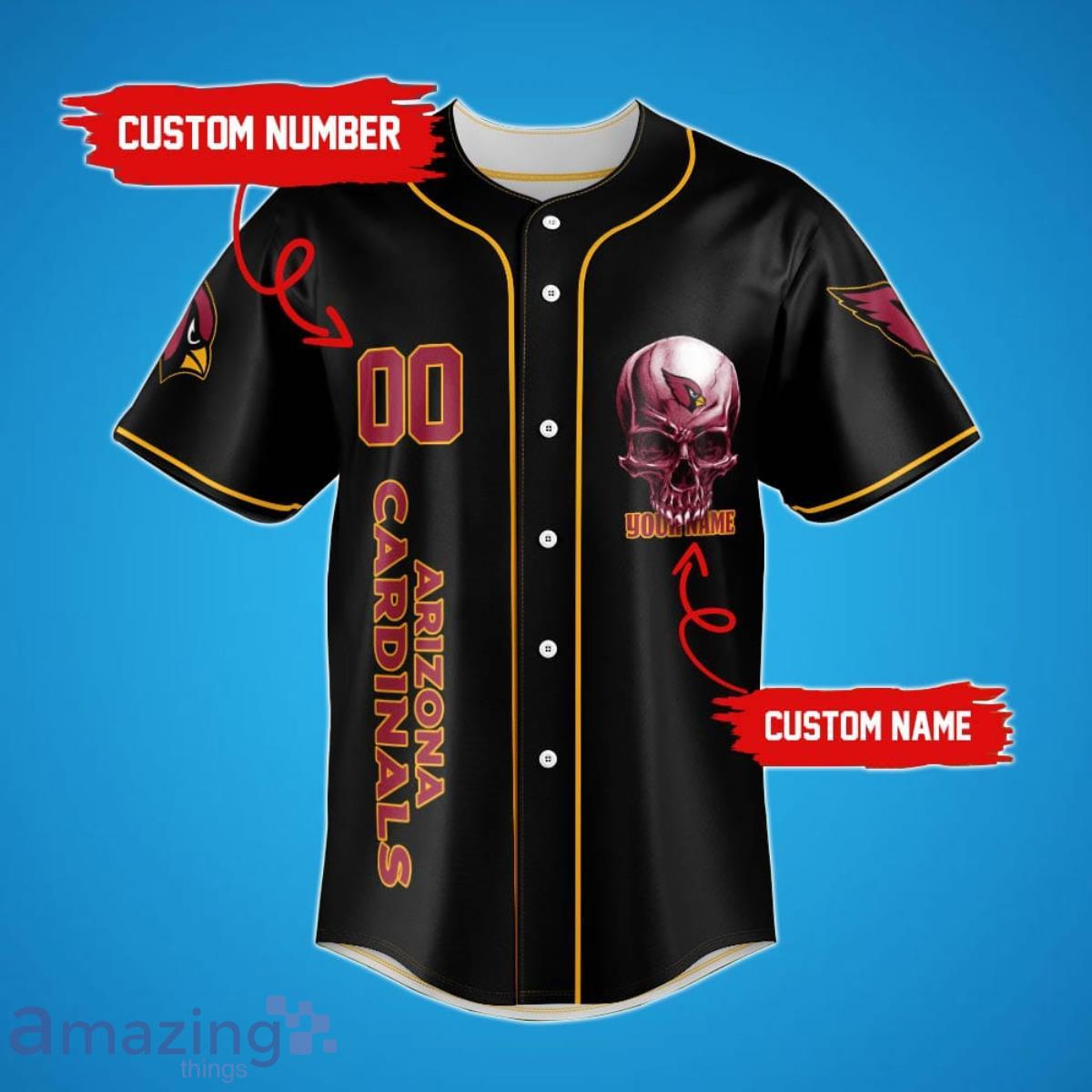 Arizona Cardinals Damn Right Skull NFL Custom Name & Number Baseball Jersey  Shirt Fans Shirt