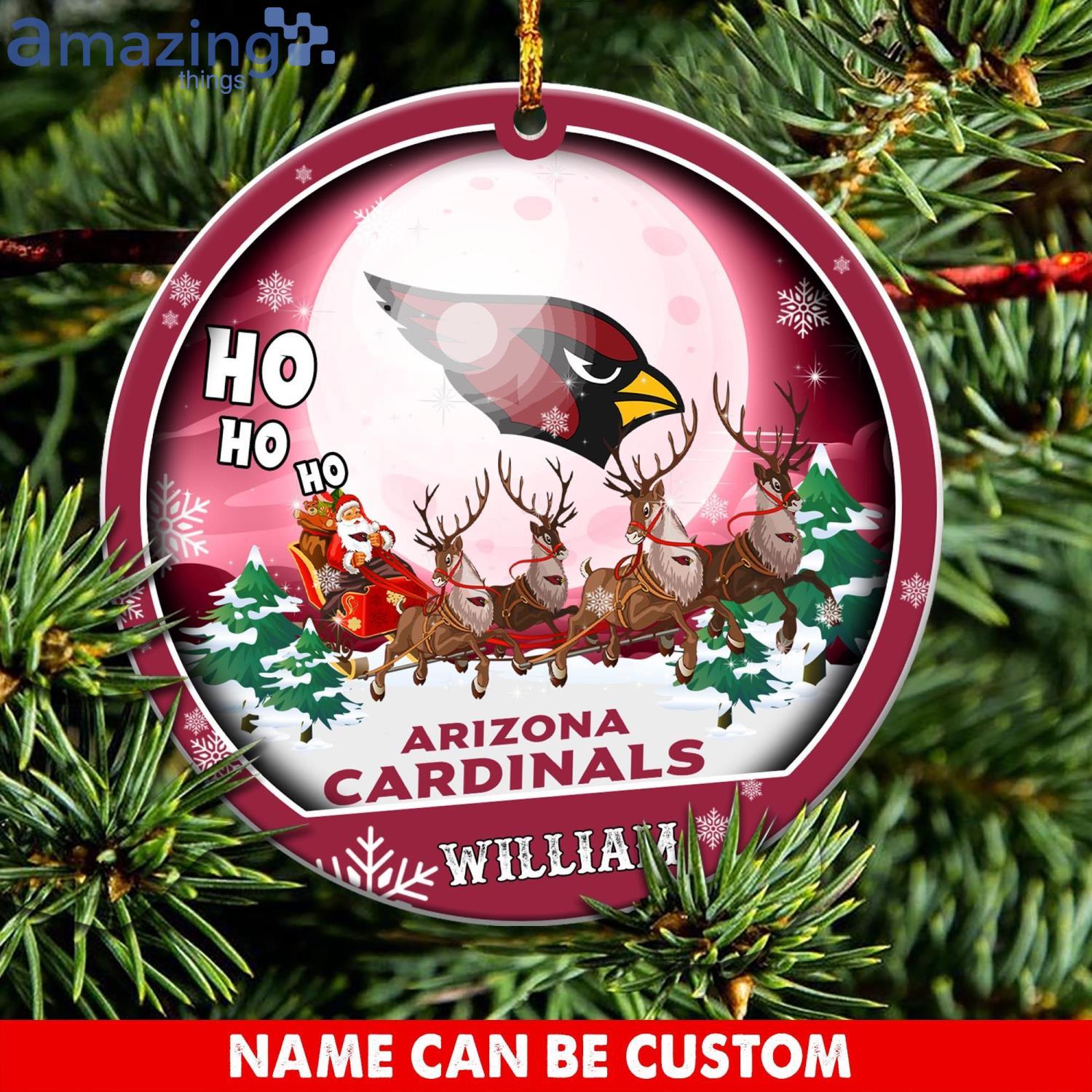 Arizona Cardinals Ho Ho Ho Santa's Reindeer  NFL Christmas Ornaments Custom Name Product Photo 1
