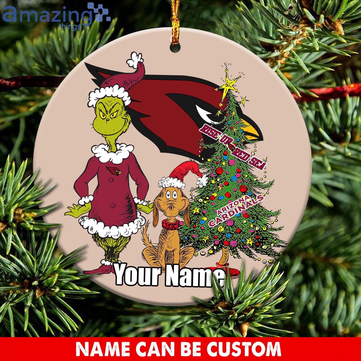 Arizona Cardinals Logo NFL Ugly Grinch Christmas Ornament Custom Name Product Photo 1