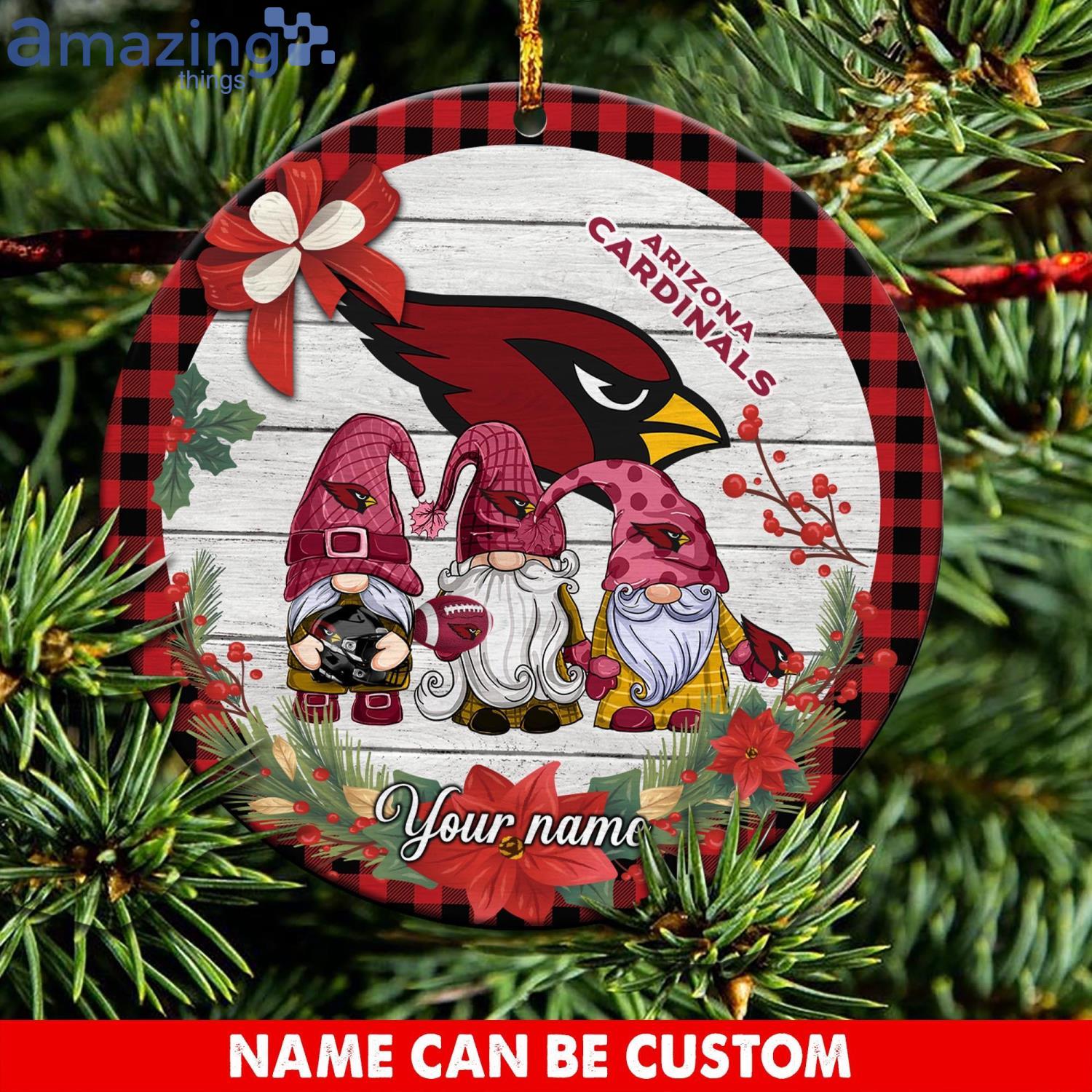 Arizona Cardinals NFL Cute Gnome Christmas Ornament Custom Name Product Photo 1