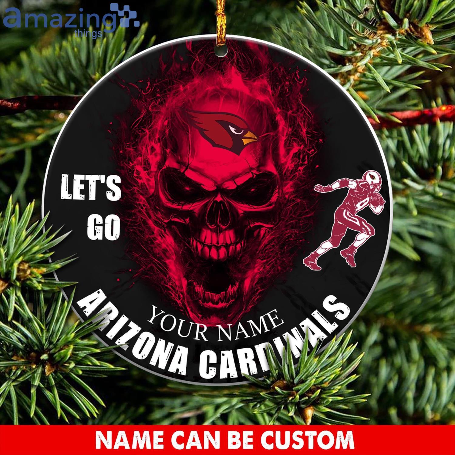 Arizona Cardinals NFL Let's Go Skull Christmas Ornament Custom Name For Fans Product Photo 1