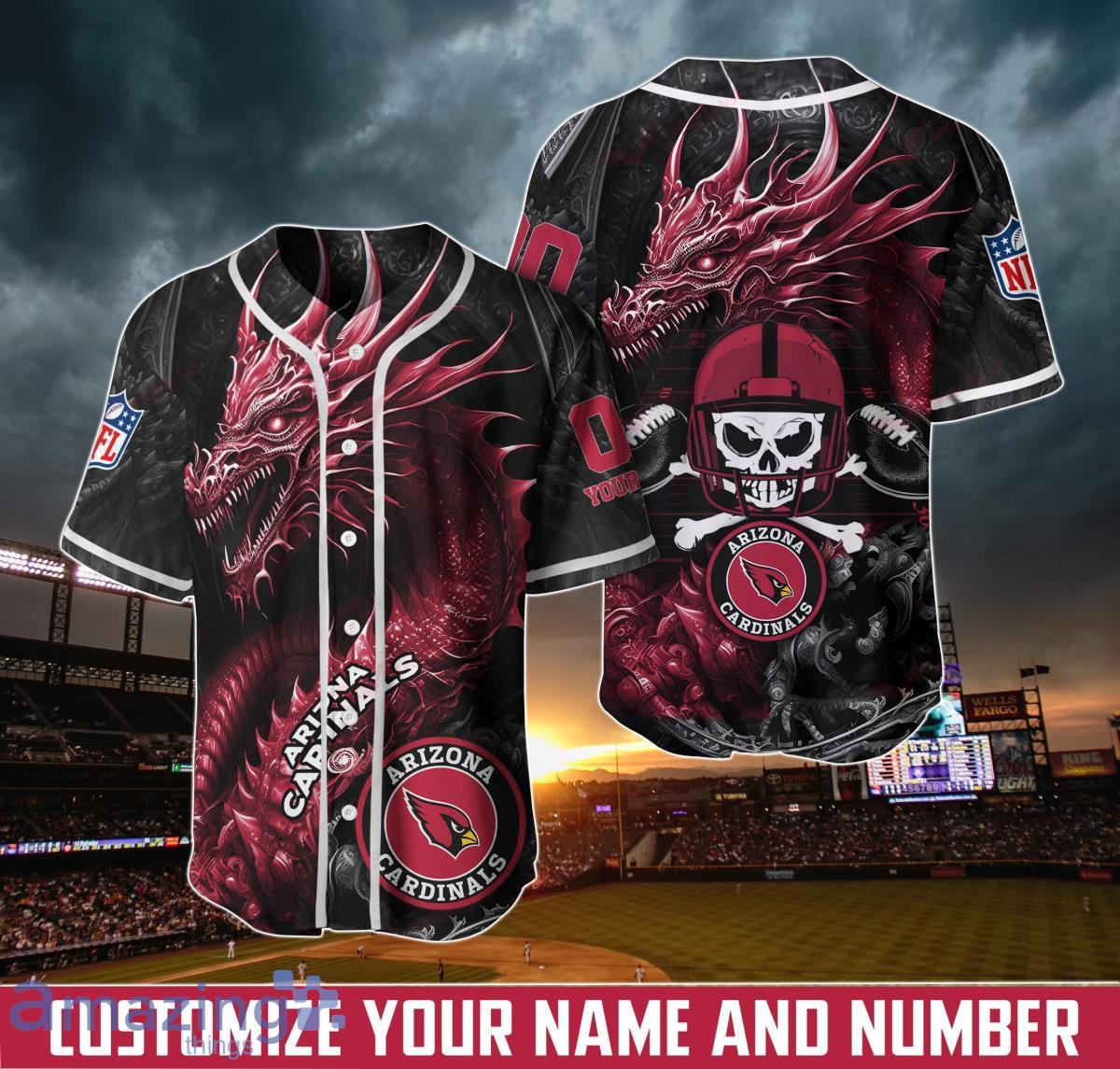 Arizona Cardinals Custom Number And Name NFL 3D Baseball Jersey