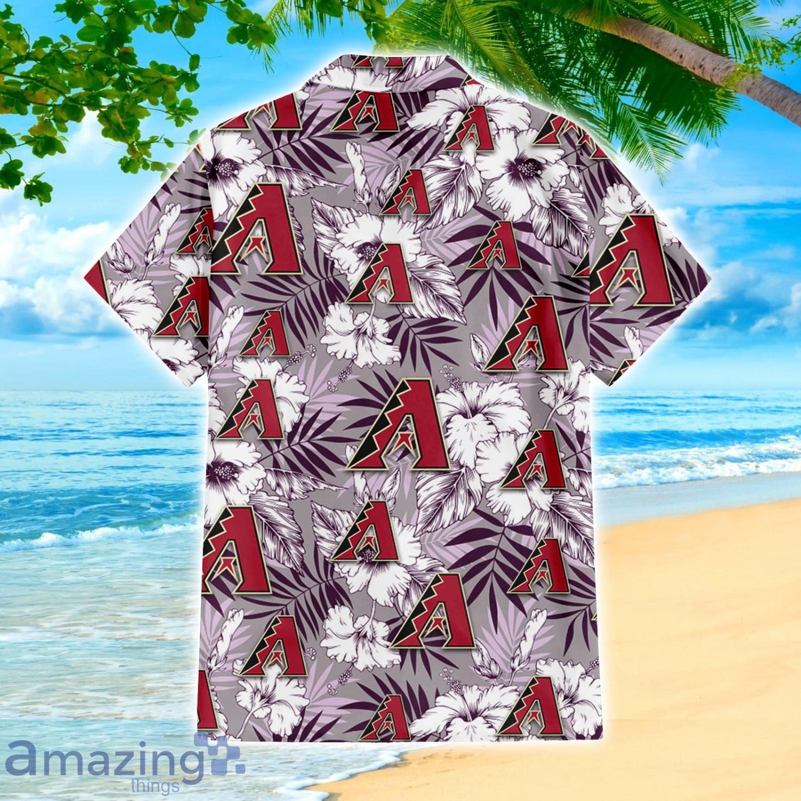 Arizona Diamondbacks Light Purple Hibiscus Pattern Stripe Powder Purple 3D  Hawaiian Shirt Gift For Fans