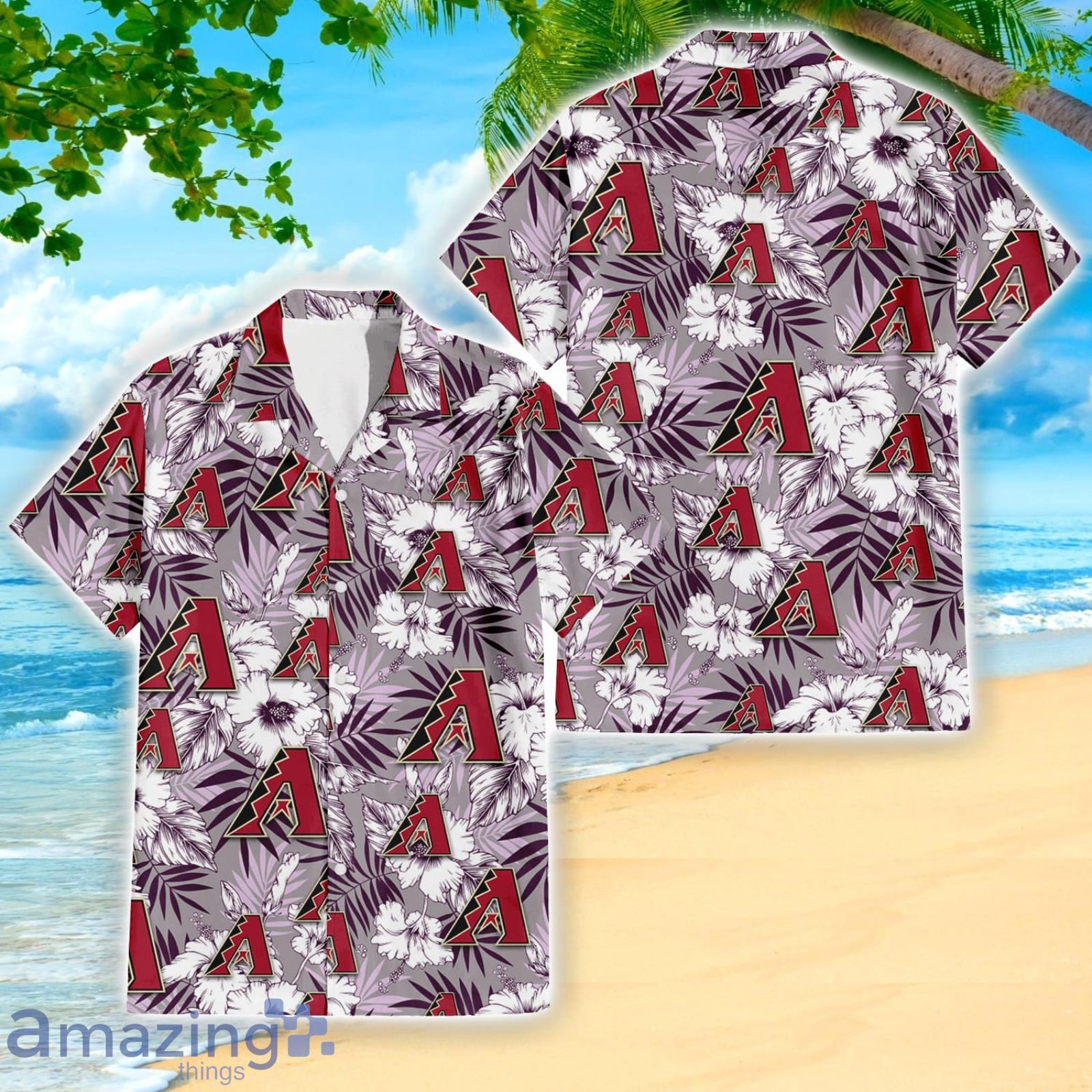 Arizona Diamondbacks Light Purple Hibiscus Pattern Stripe Powder Purple 3D  Hawaiian Shirt Gift For Fans