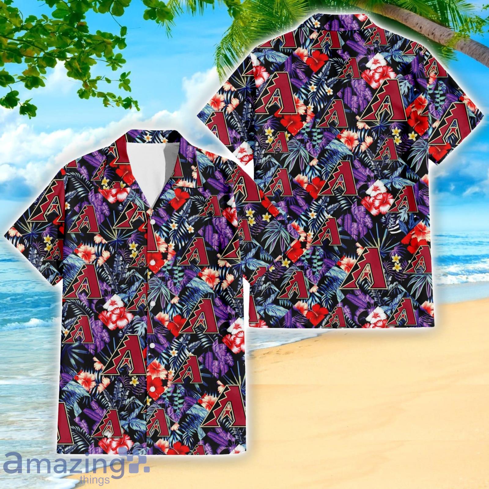 Arizona Diamondbacks Light Purple Hibiscus Pattern Stripe Powder Purple 3D  Hawaiian Shirt Gift For Fans
