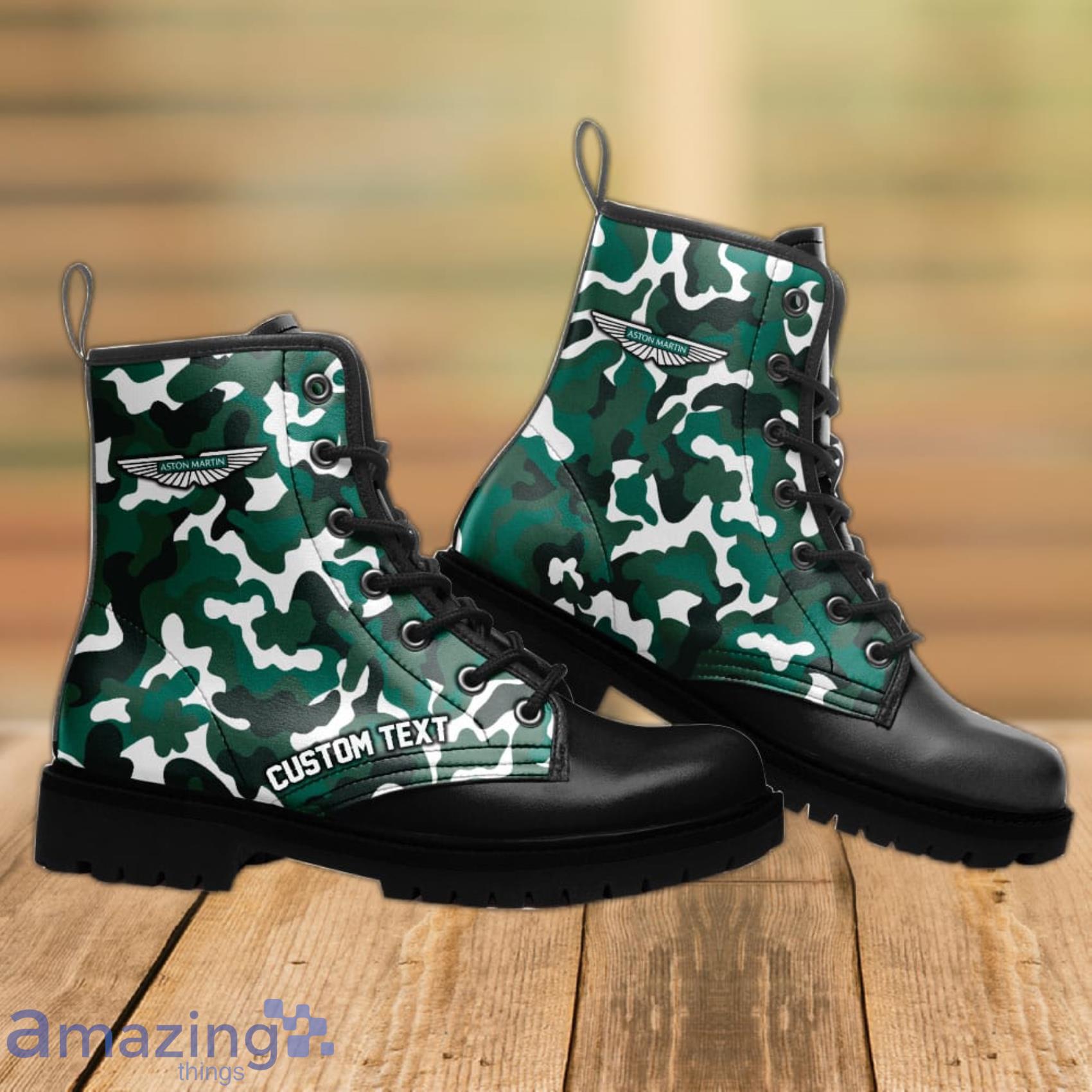 Aston Martin Lace Up Custom Name Any Logo Car Model Or Sport Team Leather Boots Gift For Fans image Aston Martin Lace Up Custom Name Any Logo Car Model Or Sport Team Leather Boots Gift For Fans Product Photo 2