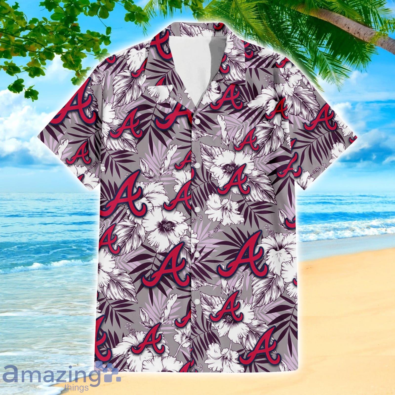 Braves Hawaiian Shirt Atlanta Braves Leaf Dark Blue in 2023