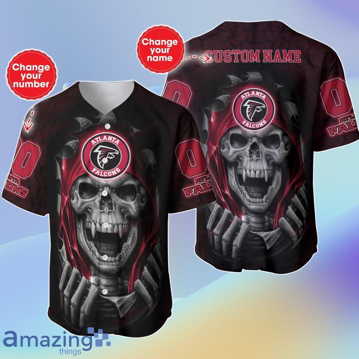 Atlanta Falcons NFL Baseball Jersey Shirt Skull Custom Number And