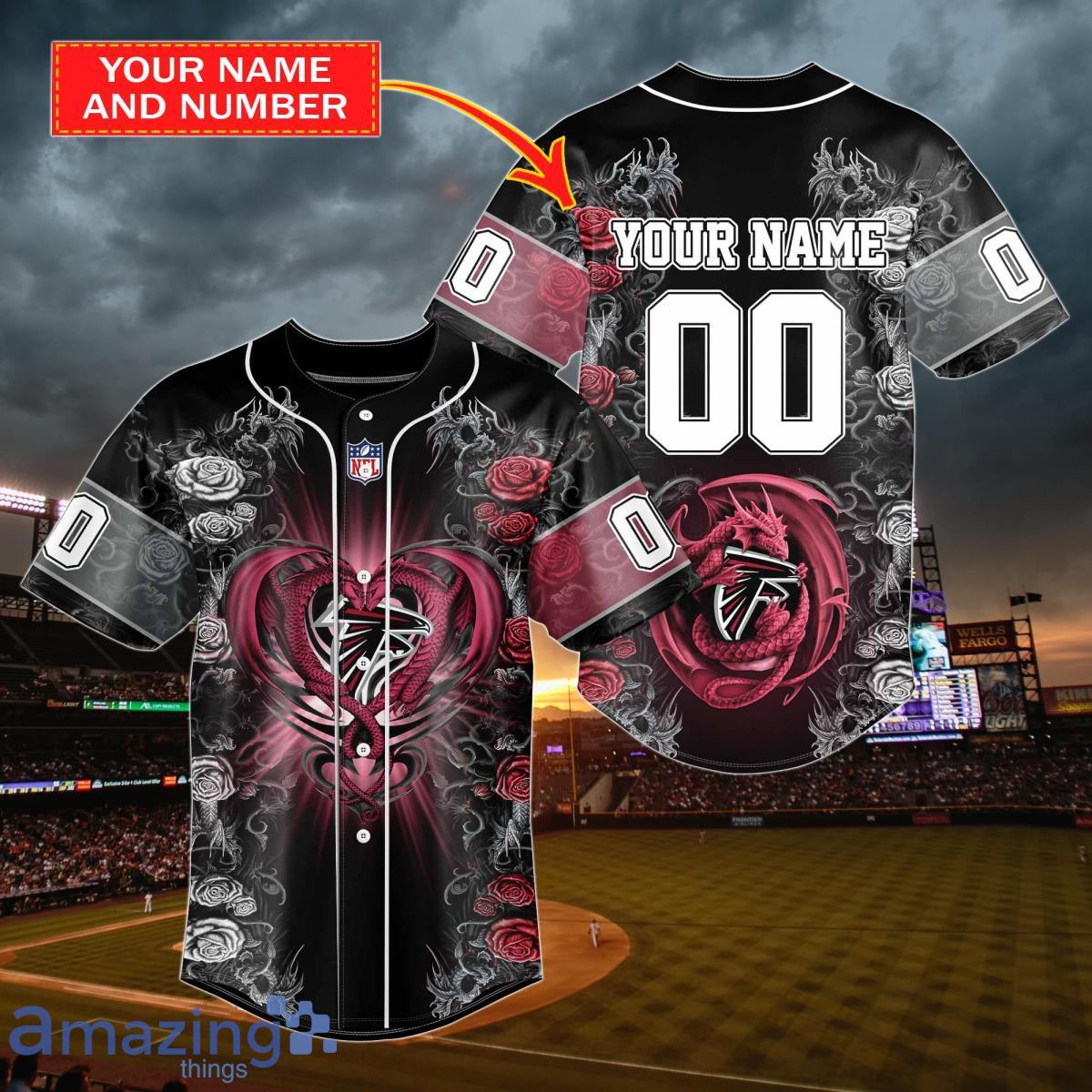 Atlanta Falcons Personalized Name & Number NFL Dragon Baseball Shirt Best  Gift Fans