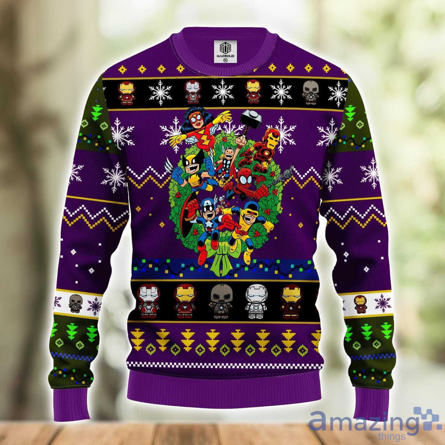 Avengers Ugly Christmas Sweater Purple Amazing Gift Men And Women Christmas Gift Product Photo 1 Avengers Ugly Christmas Sweater Purple Amazing Gift Men And Women Christmas Gift Product Photo 1