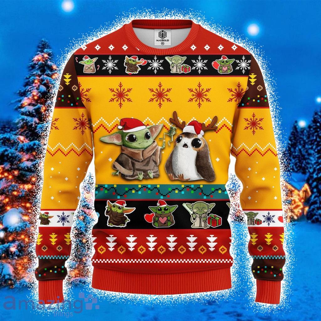 Baby Yoda Cute Ugly Christmas Sweater 3D Gift For Men And Women Yellow Product Photo 1