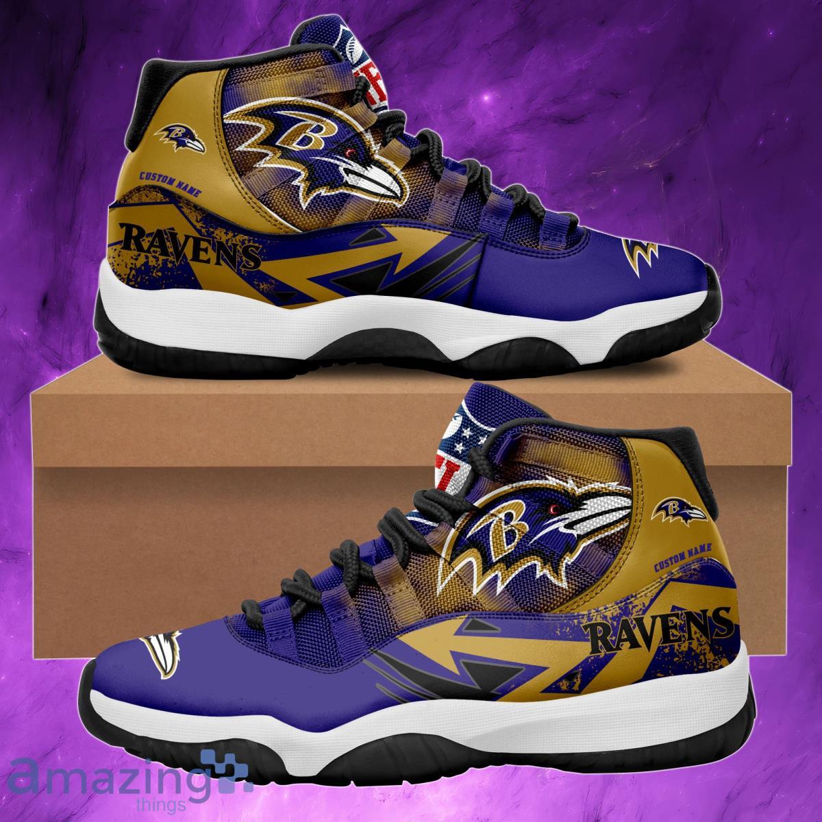 Baltimore Ravens Team Logo AJ High Top Sneaker Boots - Owl Fashion