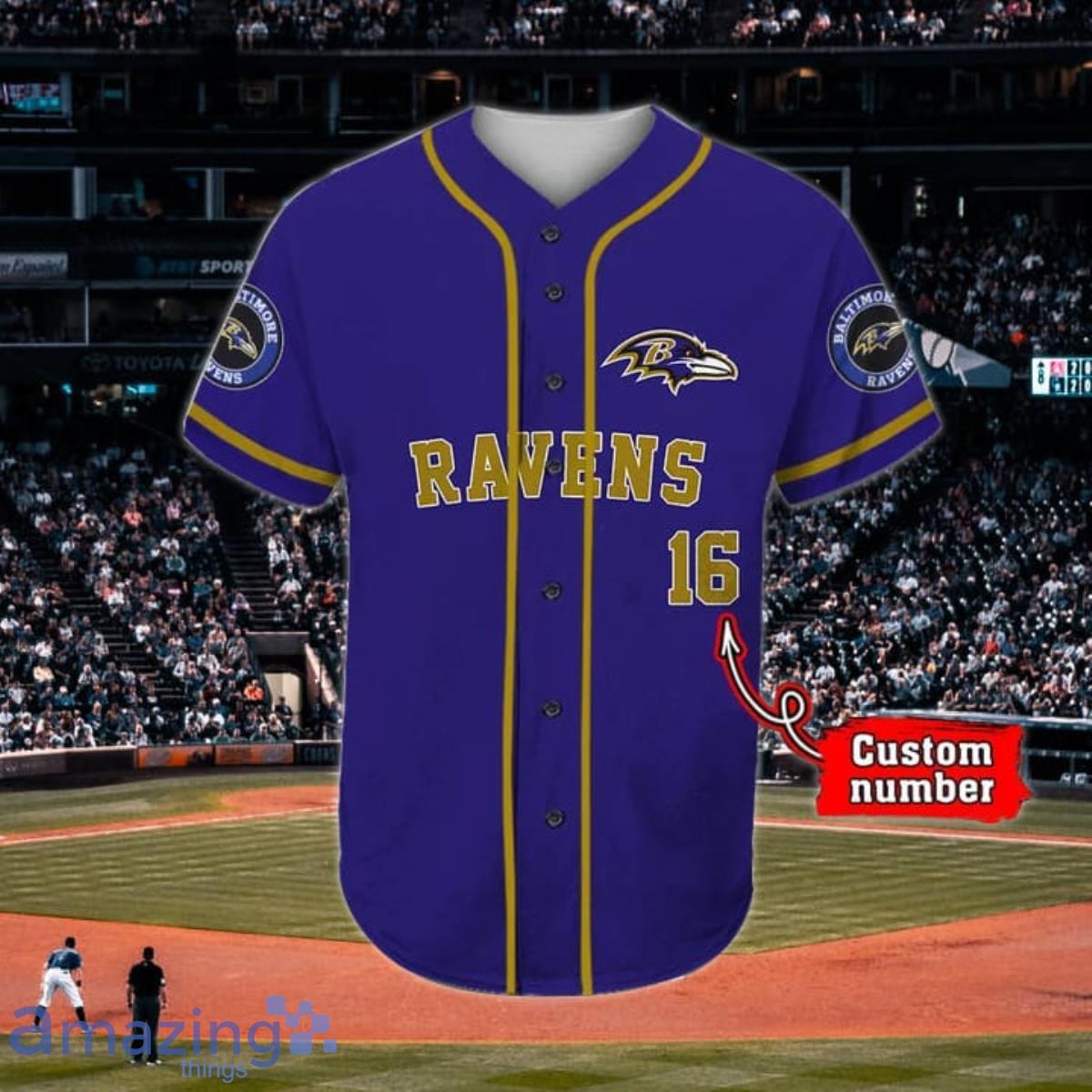 Baltimore Ravens Custom Name And Number Baseball Jersey NFL Shirt