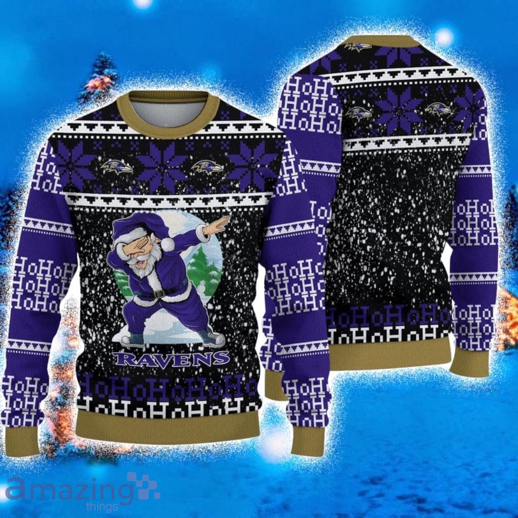 Baltimore Ravens Dab Santa Ugly Christmas Sweater - Banantees