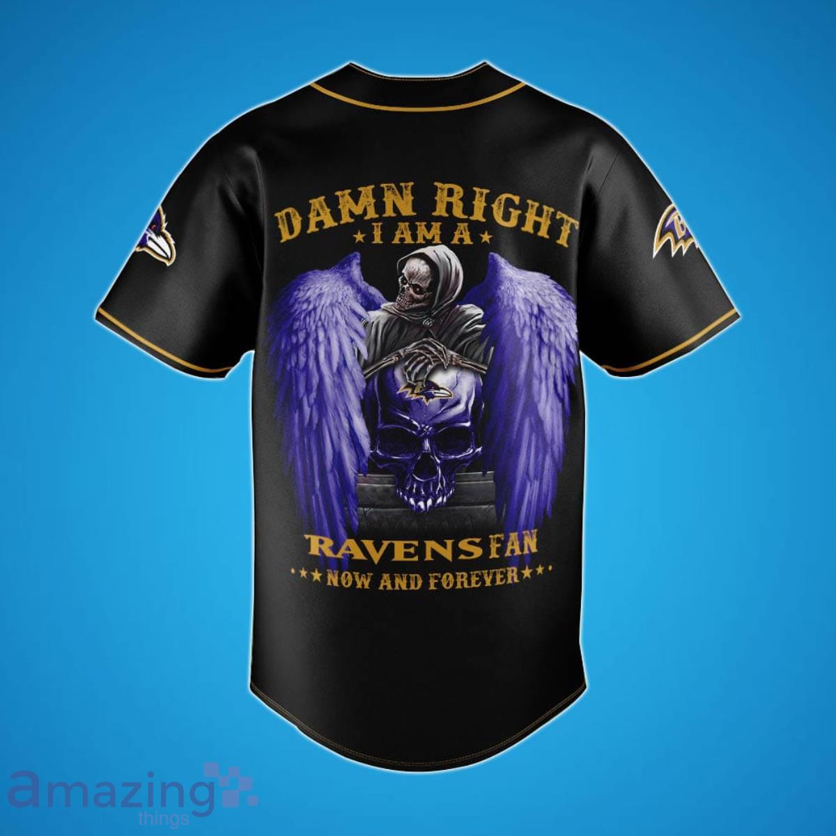 Baltimore Ravens Damn Right Skull NFL Custom Name & Number Baseball Jersey  Shirt Fans