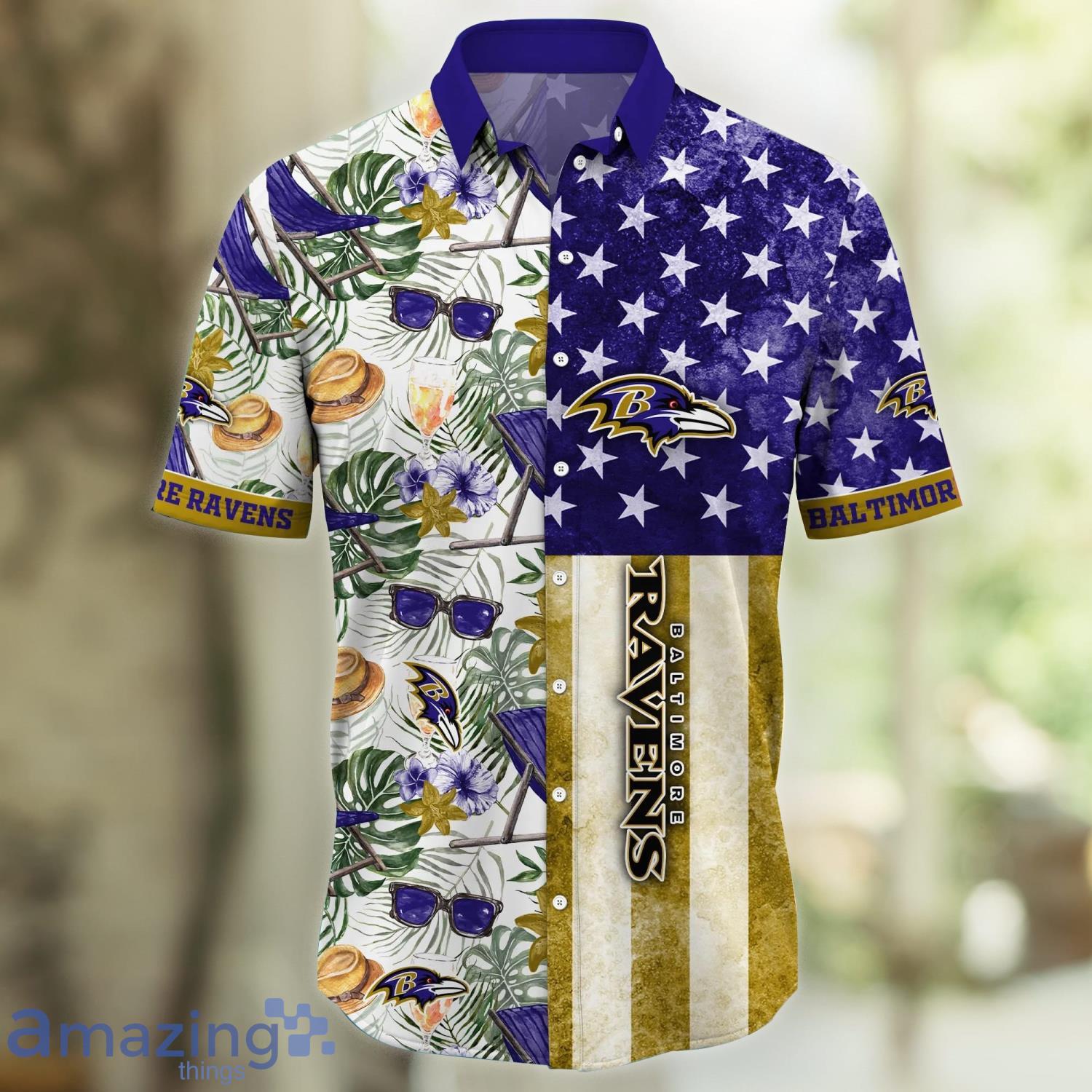 Vintage Aloha NFL Baltimore Ravens Hawaiian Shirt Beach Gift For