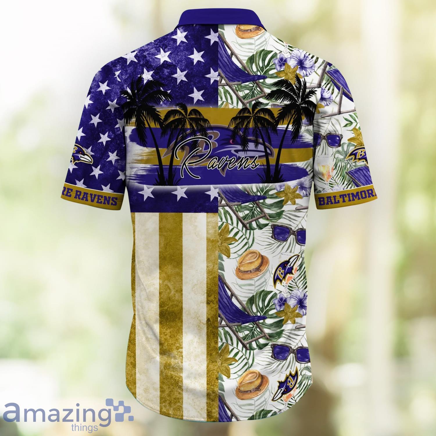 Vintage NFL Baltimore Ravens Hawaiian Shirt Aloha Palm Forest Gift For New  Dad