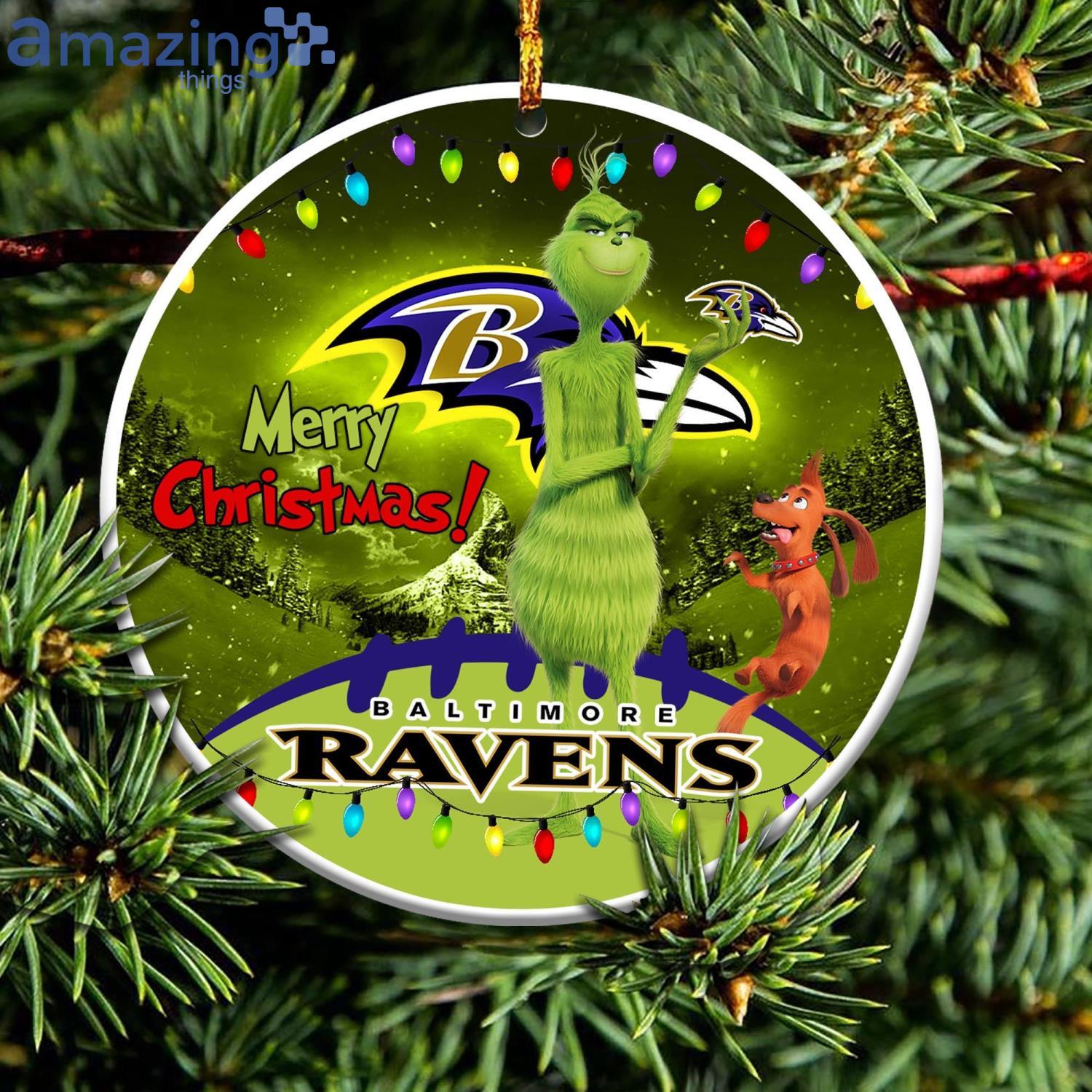 Baltimore Ravens NFL Funny Grinch Christmas Ornaments Product Photo 1
