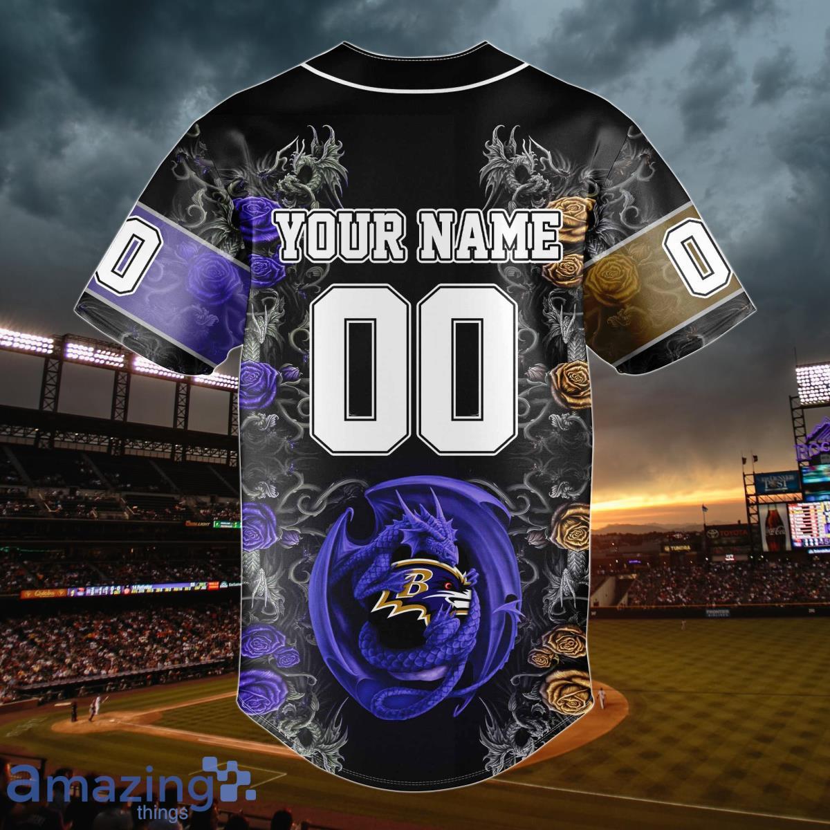 Baltimore Ravens Personalized Name & Number NFL Dragon Baseball