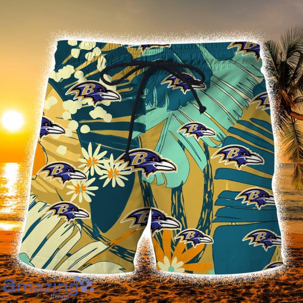 Baltimore Ravens Summer Floral Hawaiian Shorts Beach Summer Gift