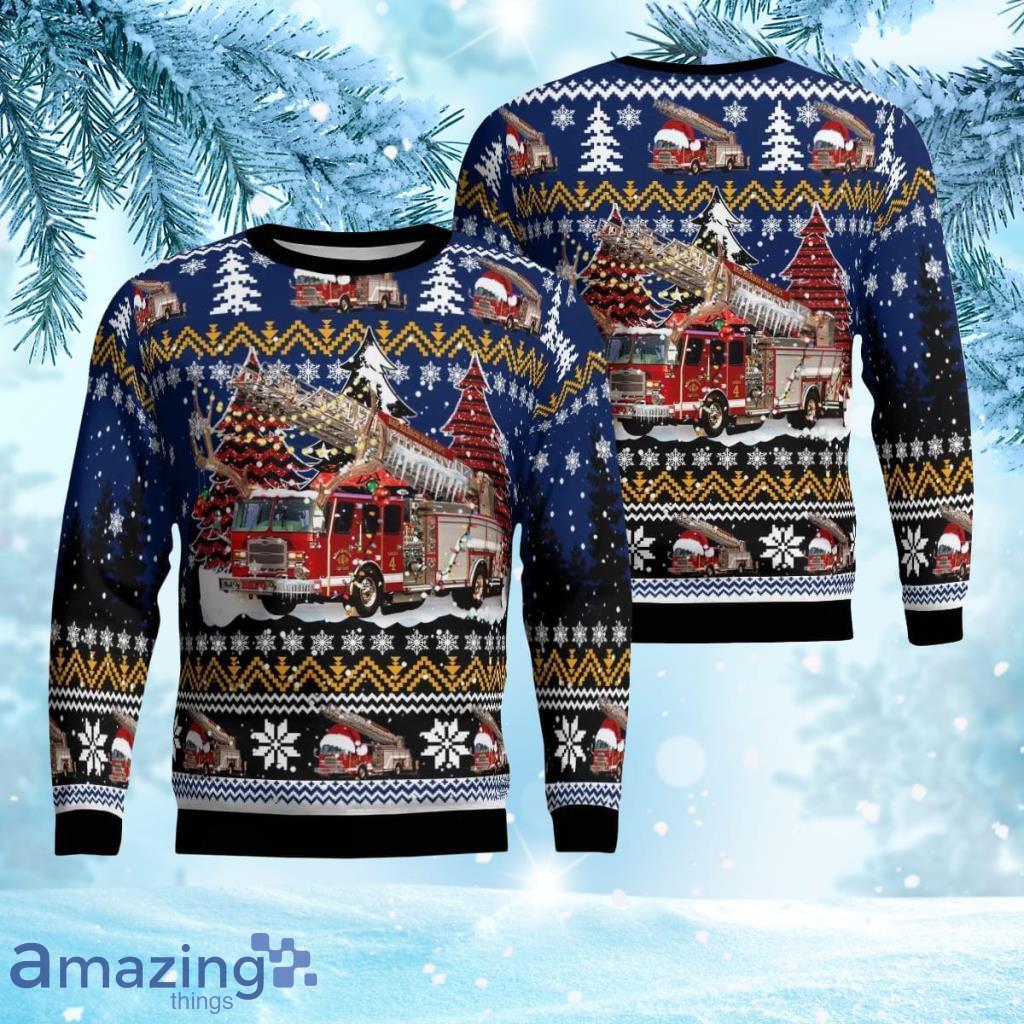 Bar Harbor Fire Department, Bar Harbor, Maine Christmas AOP Christmas Ugly Sweater 3D Product Photo 1