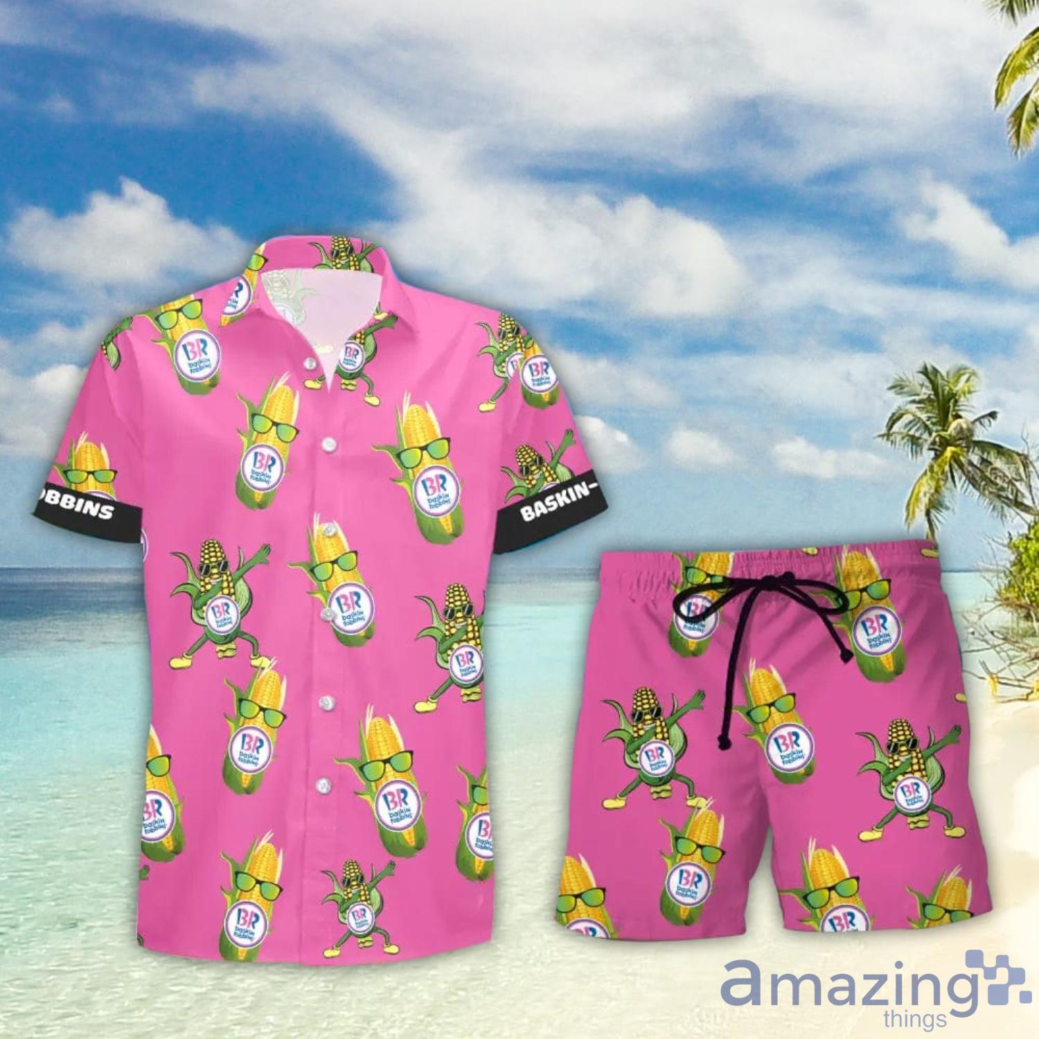 baskin-robbins Funy Corn Aloha Hawaiian Shirt And Shorts Summer Gift Product Photo 1