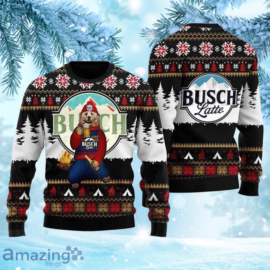 Bear Drinking Busch Latte Ugly Christmas Sweater 3D Gift Idea Christmas Product Photo 1 Bear Drinking Busch Latte Ugly Christmas Sweater 3D Gift Idea Christmas Product Photo 1