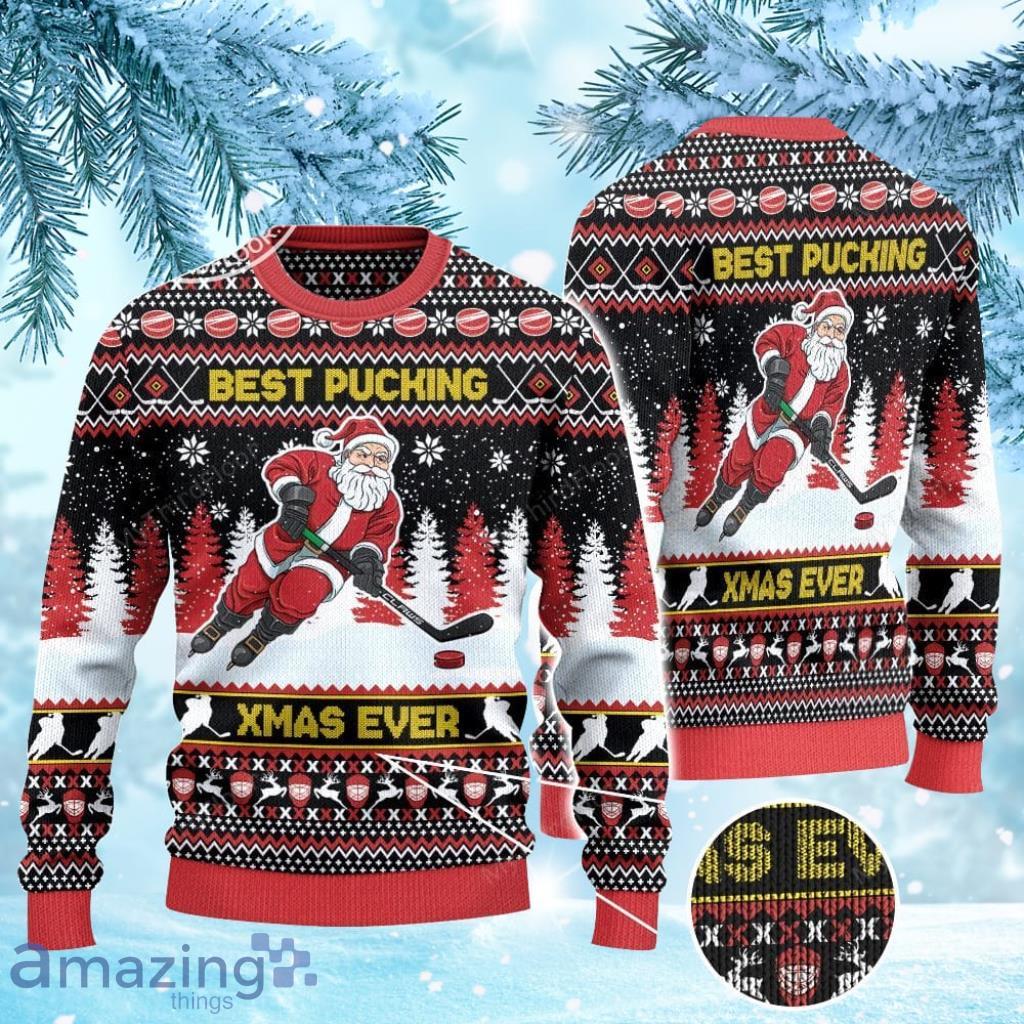 Best Pucking Xmas Ever Ice Hockey Lovers Gift Ugly Christmas Sweater 3D Gift For Men And Women Product Photo 1