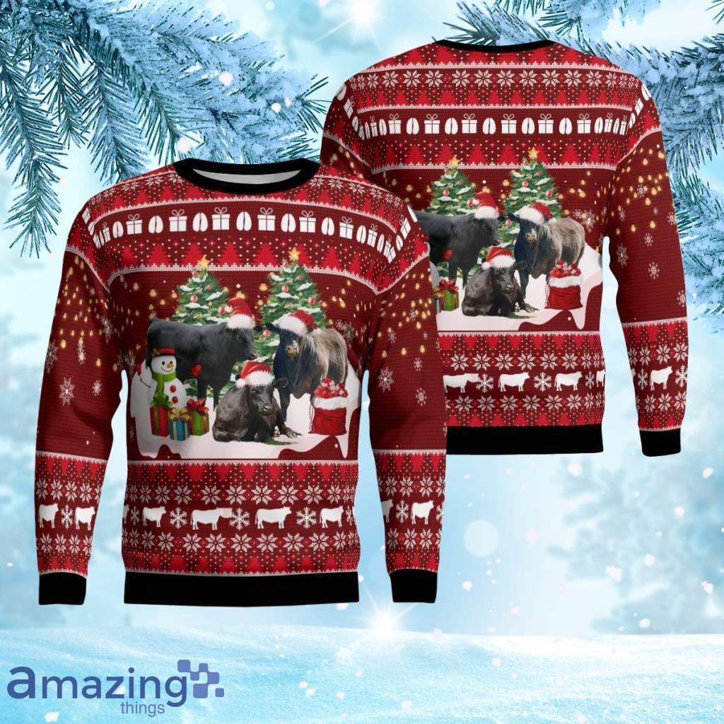 Black Angus Cattle Ugly Sweater 3D Product Photo 1