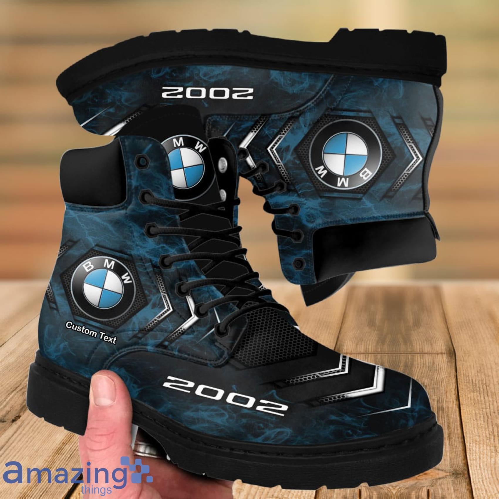 Bmw 2002 Lace Up Short Custom Name Any Logo Car Model Or Sport Team Leather Timboots Gift For Fans Product Photo 1