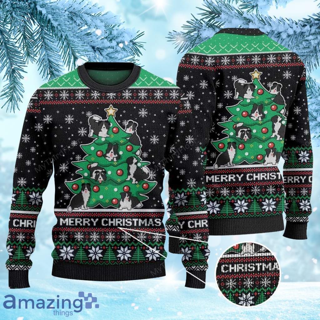 Border Collie Dog Lovers Christmas Tree Ugly Christmas Sweater 3D Gift For Men And Women Product Photo 1 Border Collie Dog Lovers Christmas Tree Ugly Christmas Sweater 3D Gift For Men And Women Product Photo 1