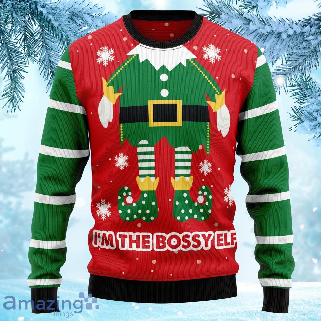 Bossy Elf Ugly Christmas Sweater 3D Unisex Crewneck Product Photo 1 Bossy Elf Ugly Christmas Sweater 3D Unisex Crewneck Product Photo 1