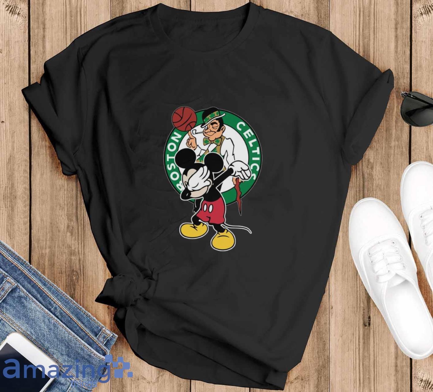 Boston Celtics NBA Basketball Dabbing Mickey Disney Sports T Shirt For Men And Women - Black T-Shirt